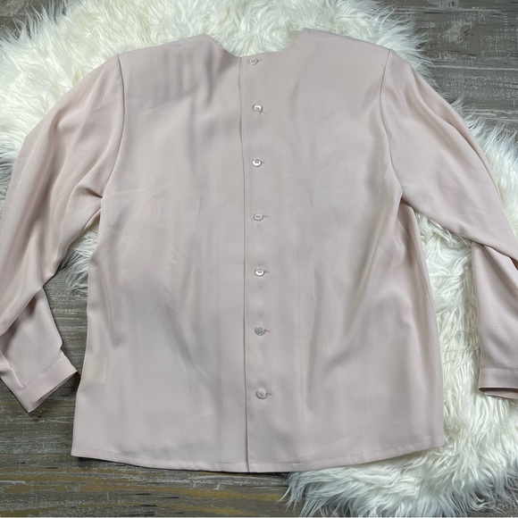 Burberry Vintage Embroidered Blouse Pale Pink Size 7 - Picture 6 of 7